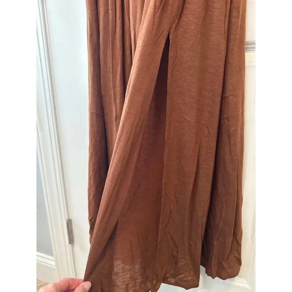 Anthropologie Maeve Ruched Wool Blend Midi Dress Brown Size M NWT